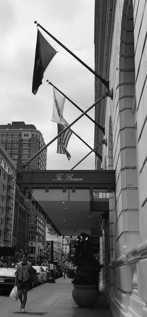 Vertical image of the entrance to the Benson Hotel 2015