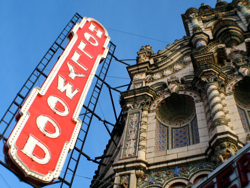 Close up of Hollywood Theater sign