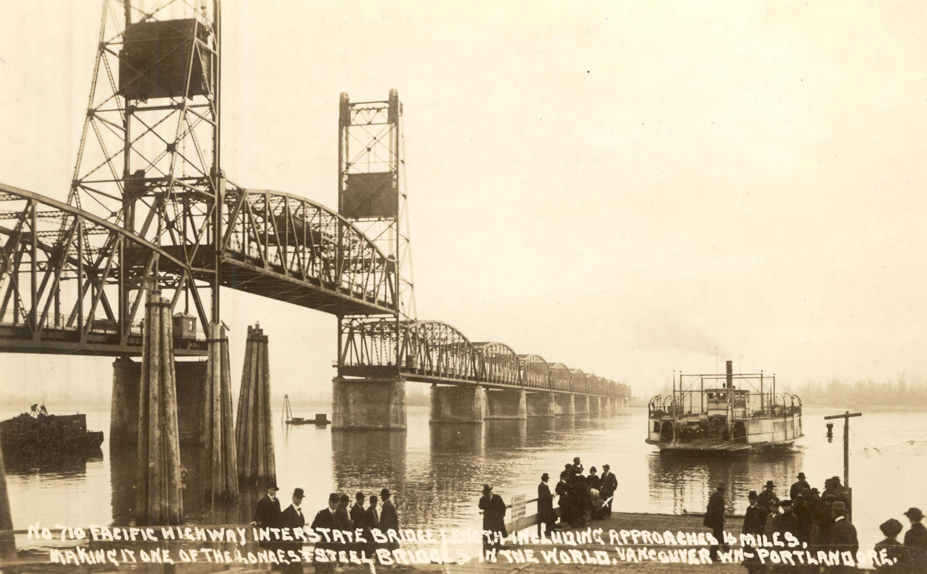 Vintage Interstate bridge after completion