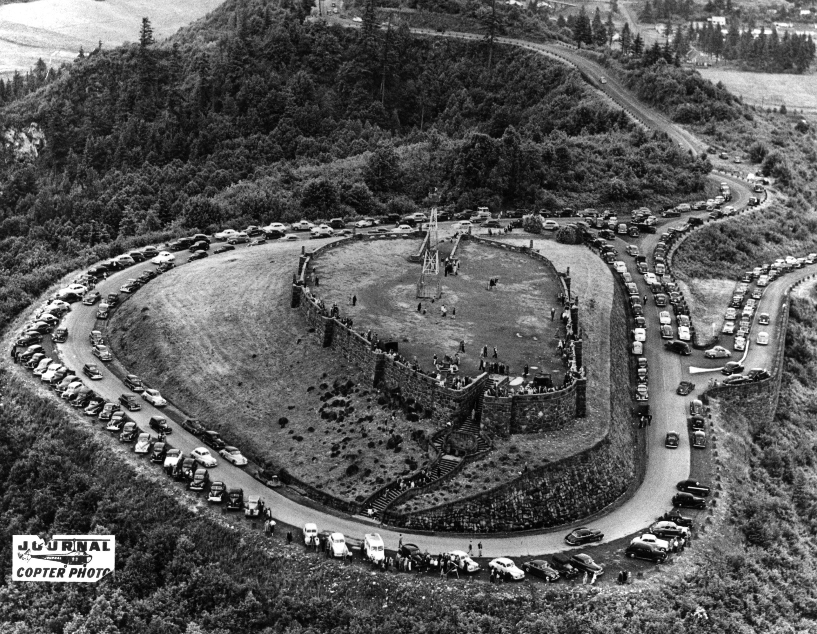 Vintage arial view of Rocky Butte