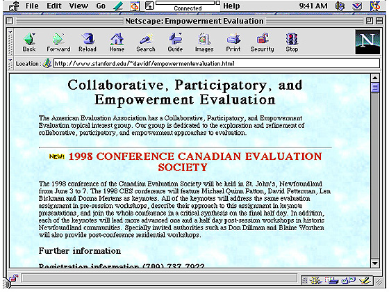 Picture of Empowerment Evaluation Home Page