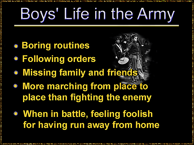 Boy's life in the Army