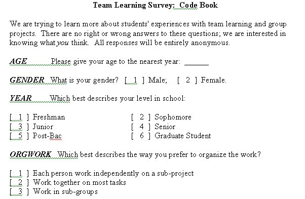 Codebook Example