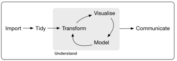 Overview of steps of data processing in an analysis project from Wickham and Garrett (2017).
