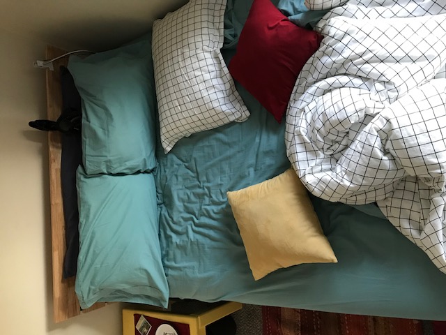 pillows placed on the bed