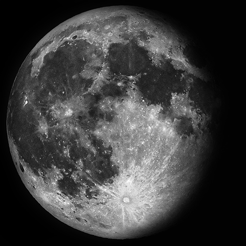 A picture of a waning gibbous moon.